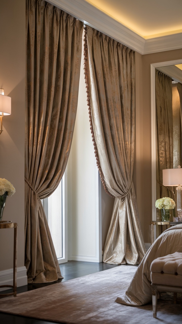 Luxurious floor-to-ceiling curtains in a stylish bedroom setting