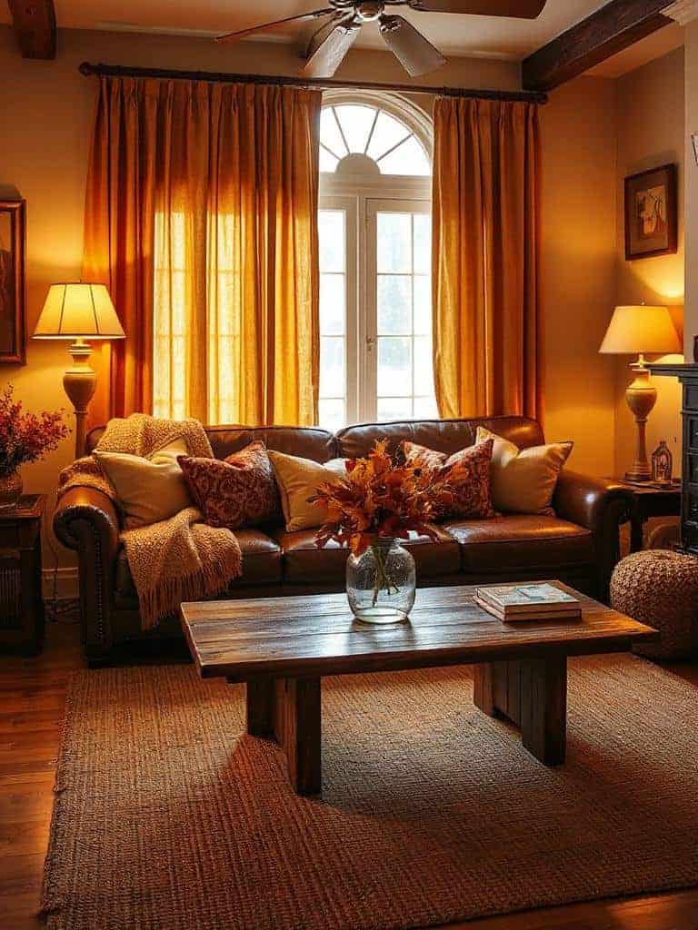 amber tinted lamps create coziness