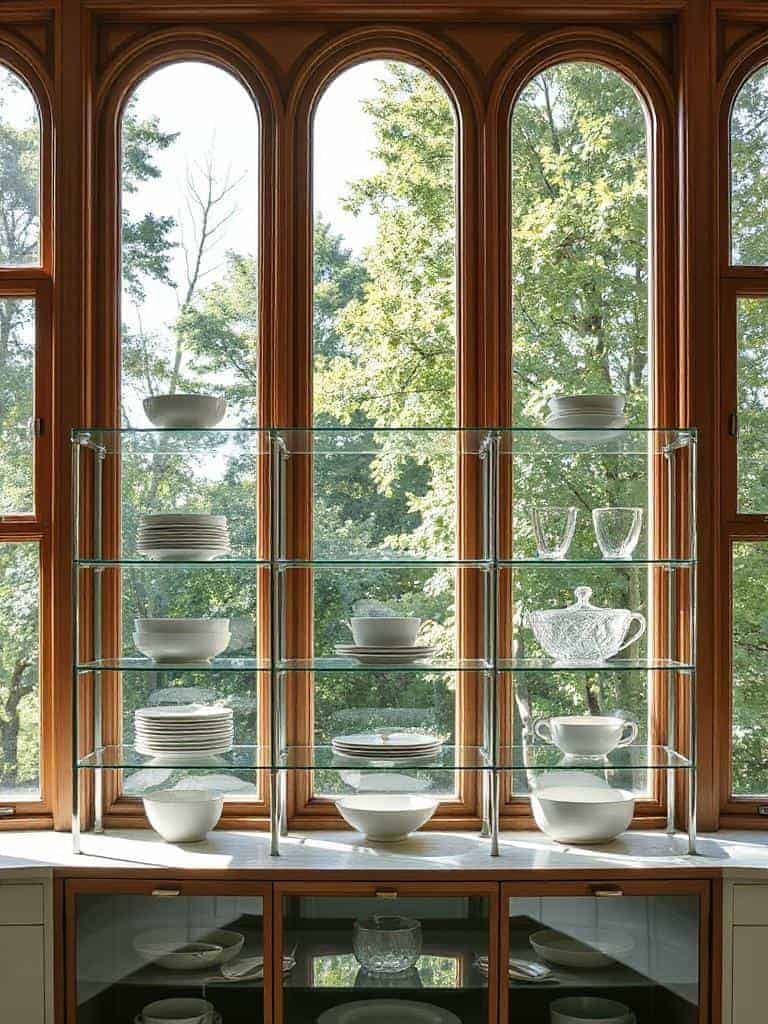 arched windows natural wood