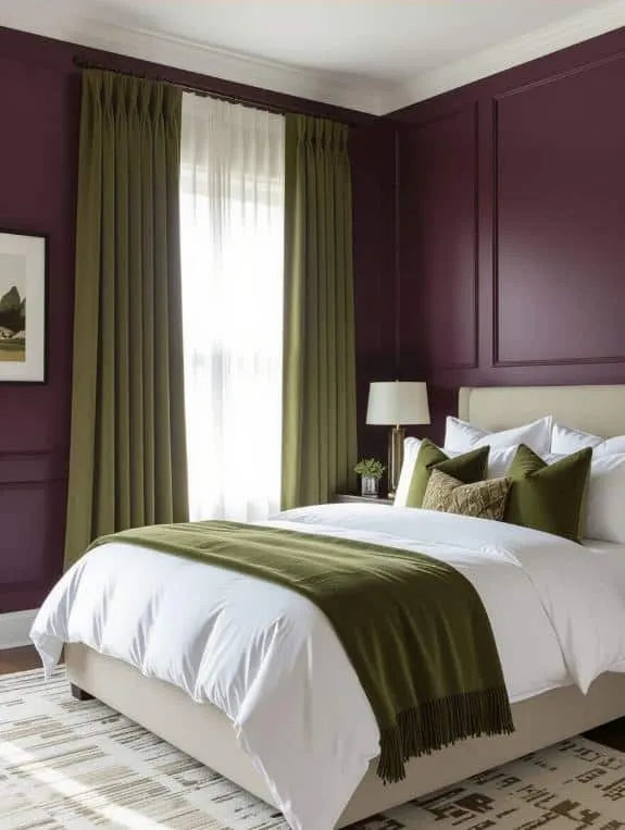 bold plum olive accents