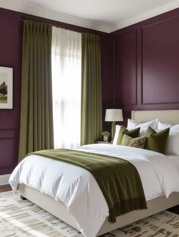 bold plum olive accents