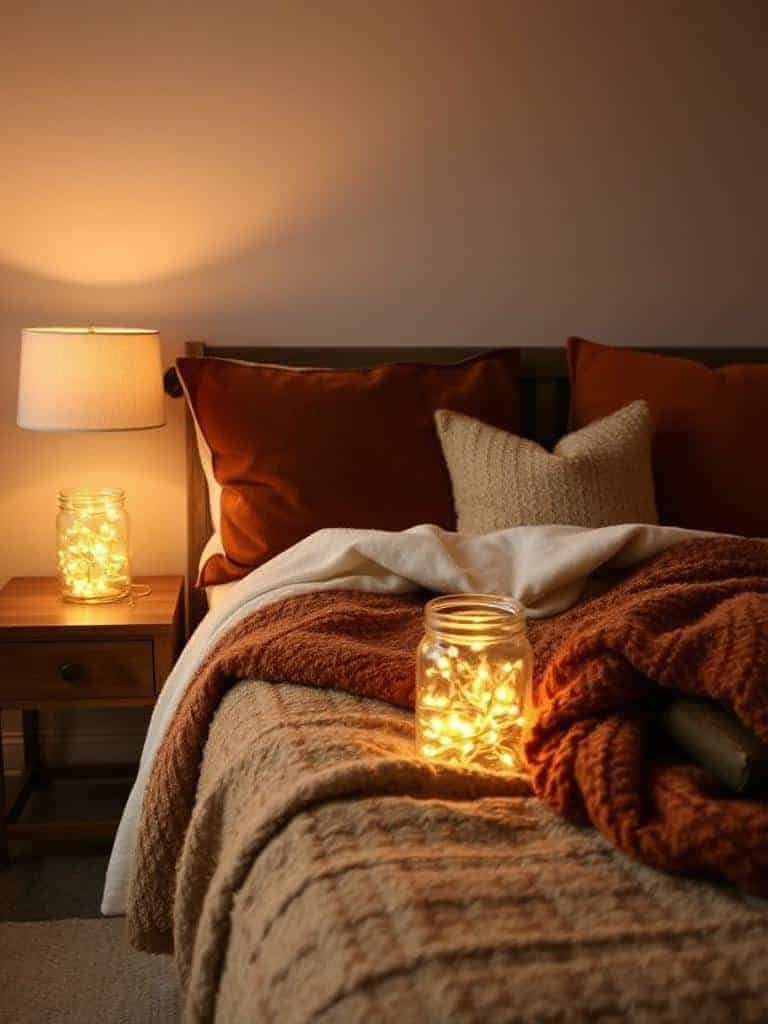 copper lights in jars