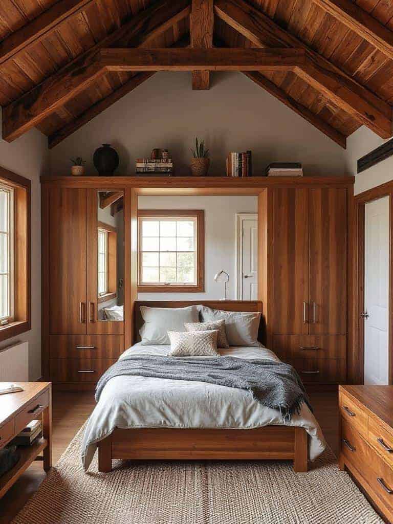 cozy cabin wood beams