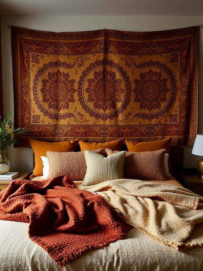 cozy earth toned tapestry decor