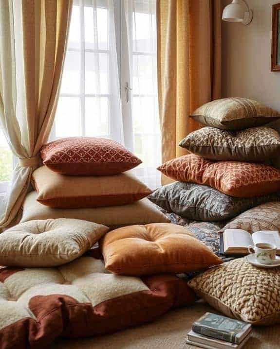 cozy layered reading cushions