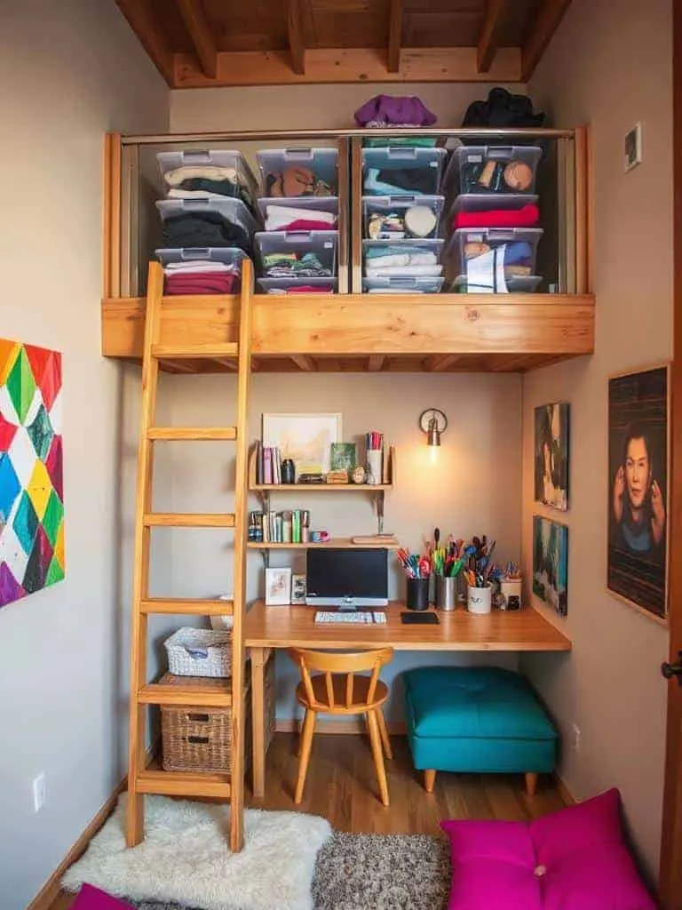 cozy lofted storage solution