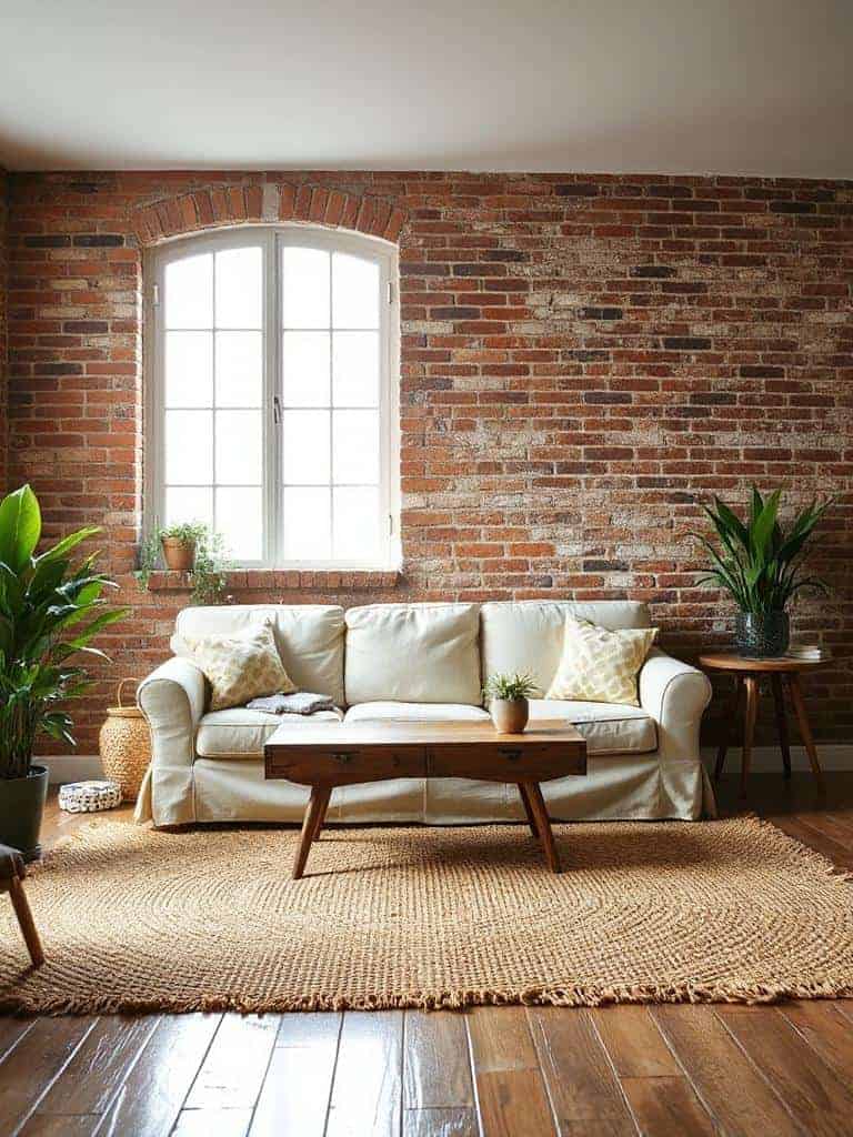 cozy rustic brick wall