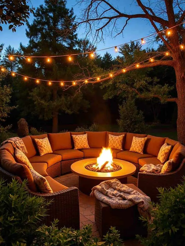 cozy semi circle fire pit