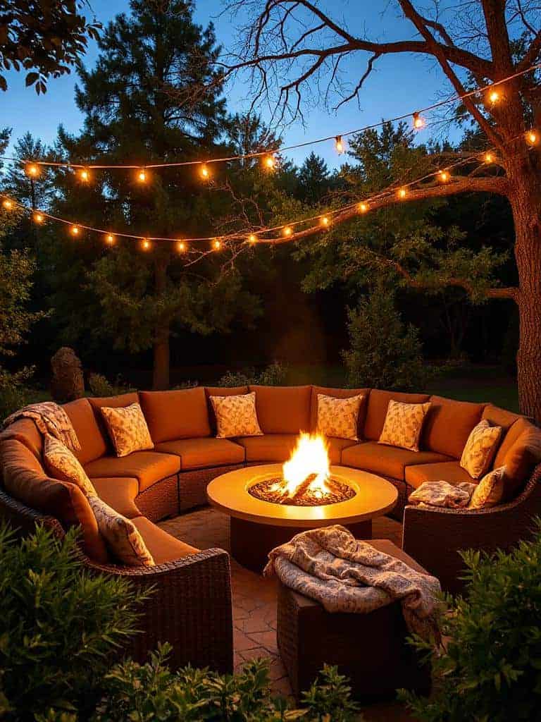 cozy semi circle fire pit
