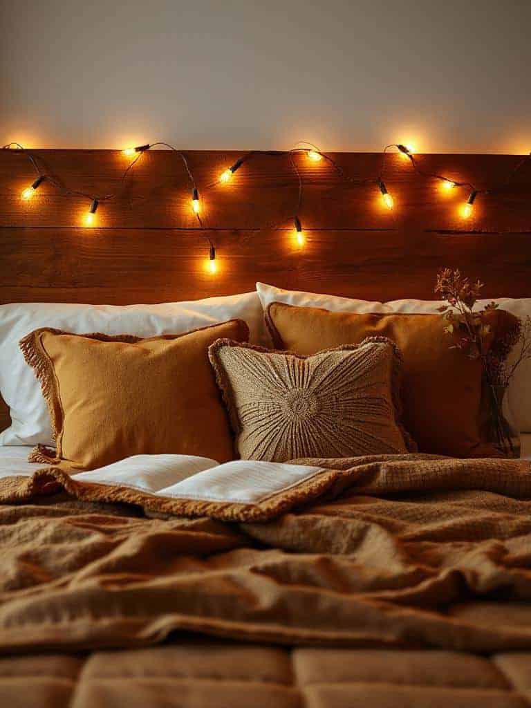 cozy string lights installation