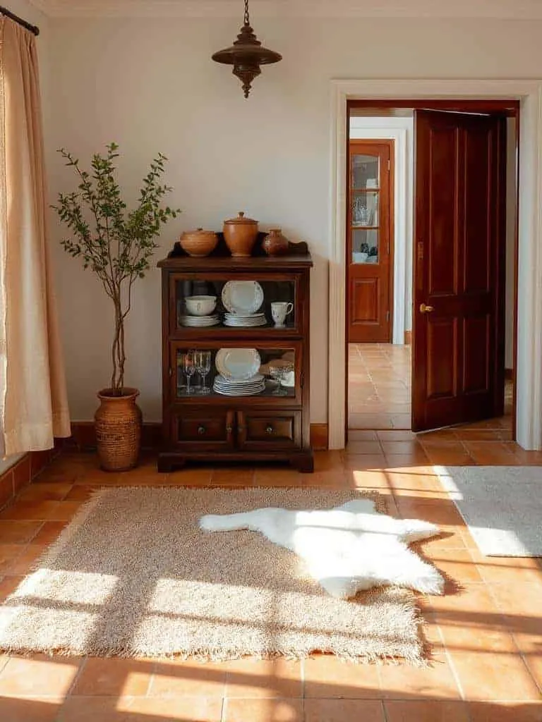 cozy terracotta and rugs
