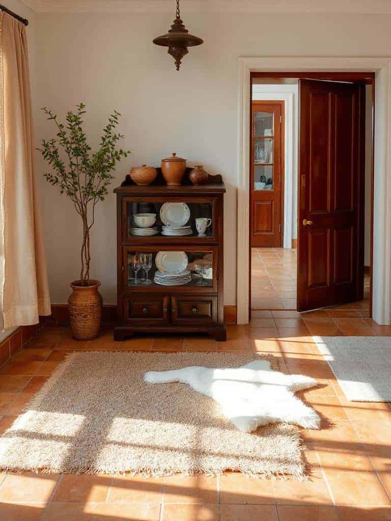 cozy terracotta and rugs