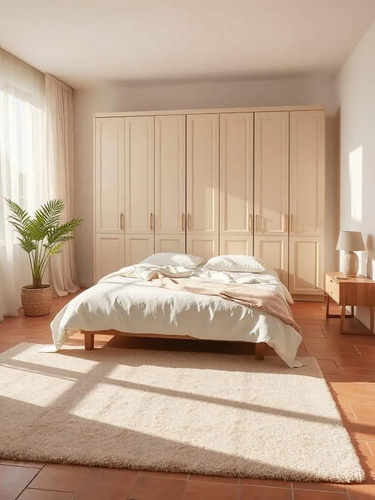 cozy terracotta tile bedroom