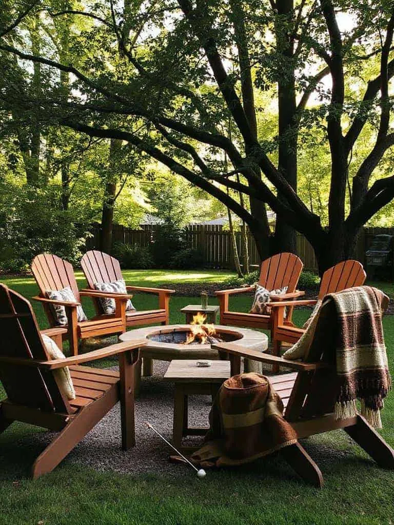 earthy adirondack chairs outdoors