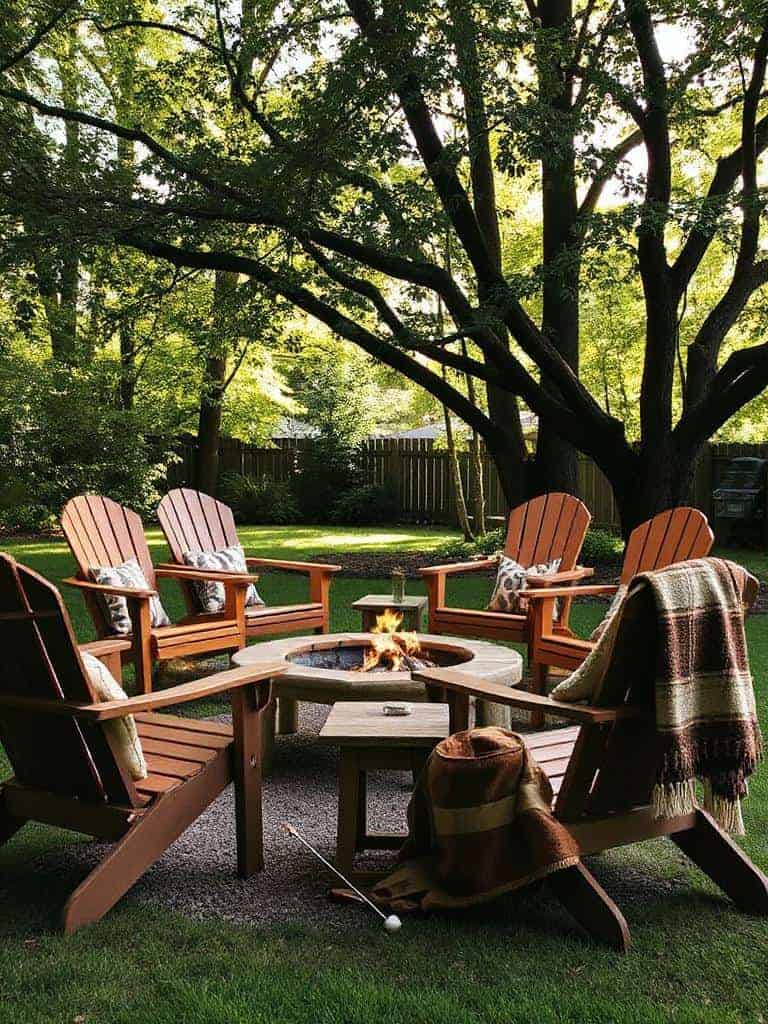 earthy adirondack chairs outdoors