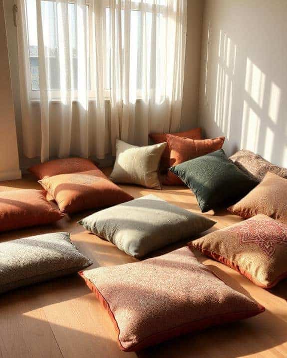 earthy patterned cushions enhance