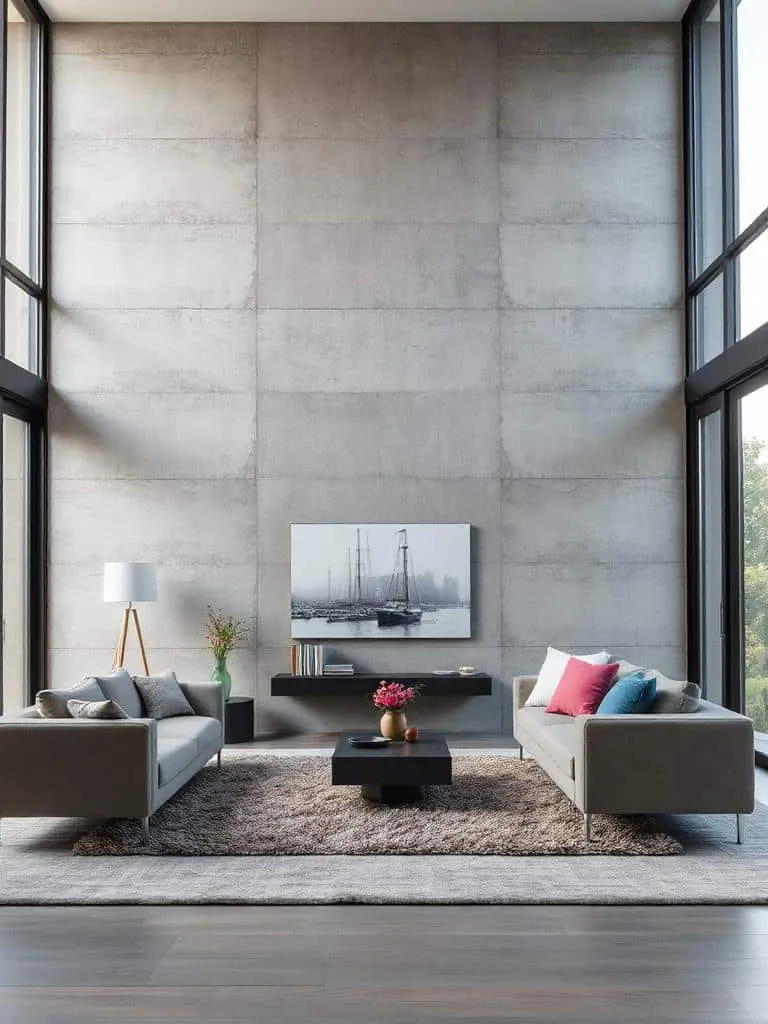 faux concrete wall elegance