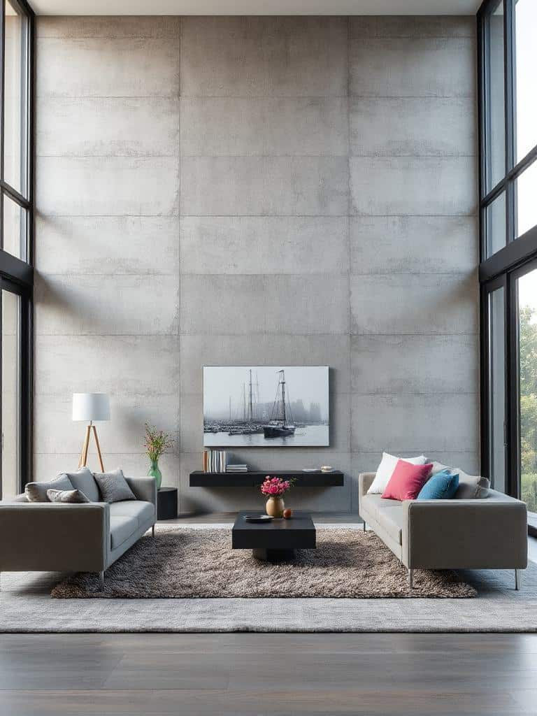 faux concrete wall elegance