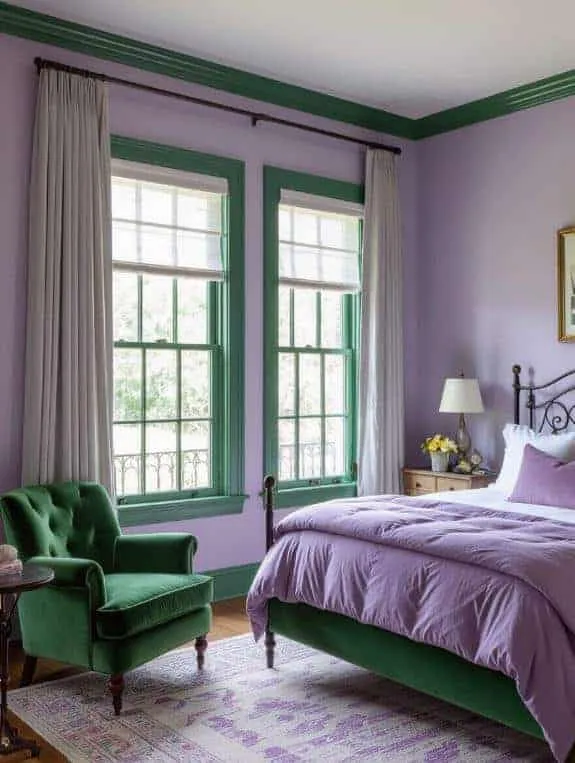 green trim purple walls