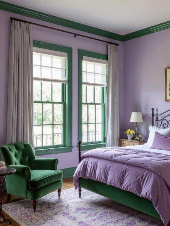 green trim purple walls