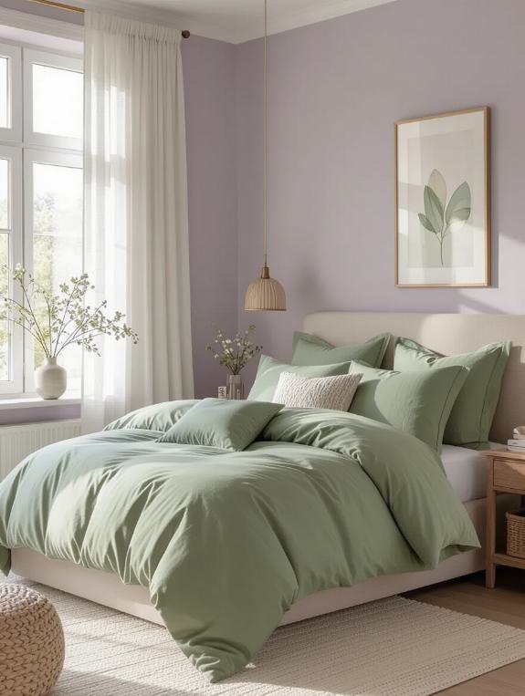lavender walls sage bedding