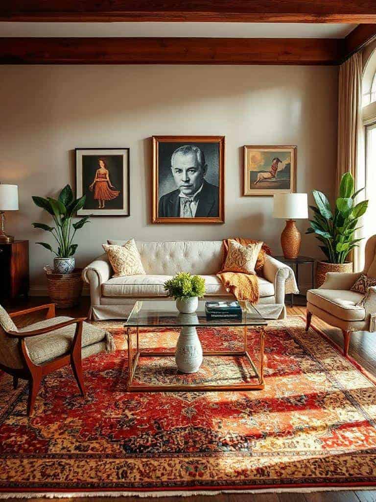 layer vintage rugs cozy