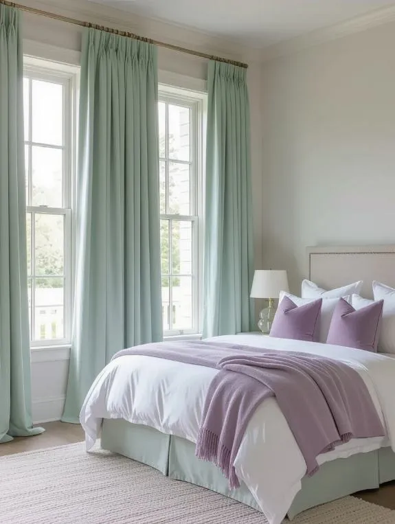 mint green lilac accents