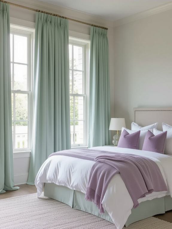 mint green lilac accents