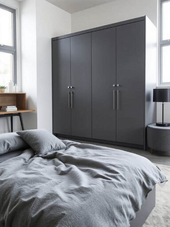 modern sleek grey wardrobes