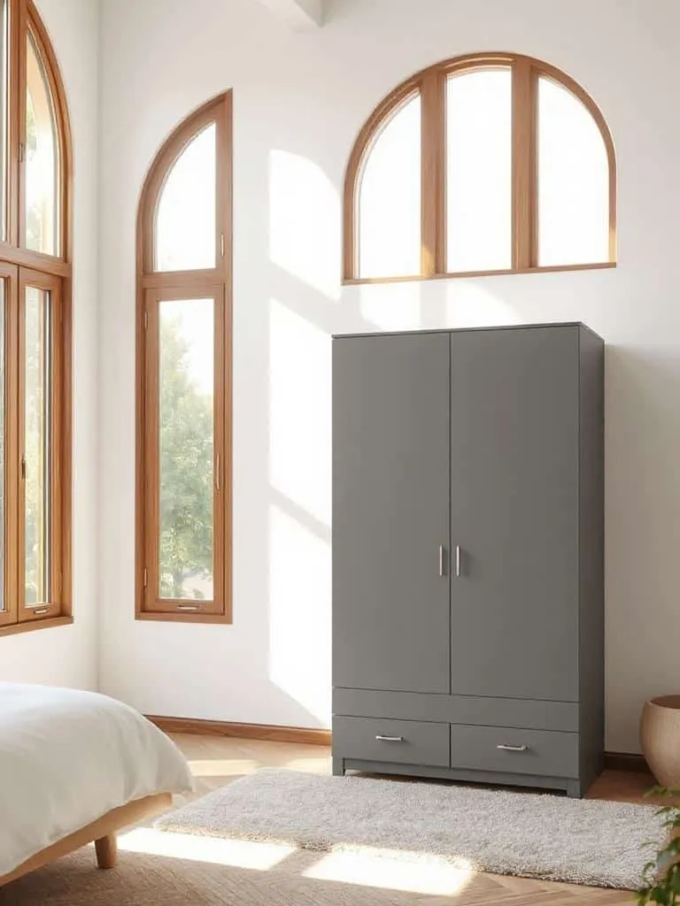 natural wood arched windows