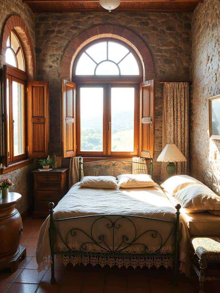natural wood arched windows