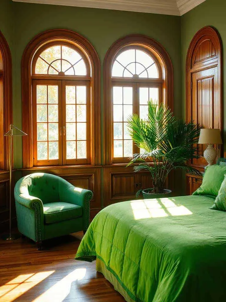 natural wood arched windows