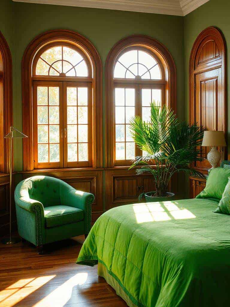 natural wood arched windows