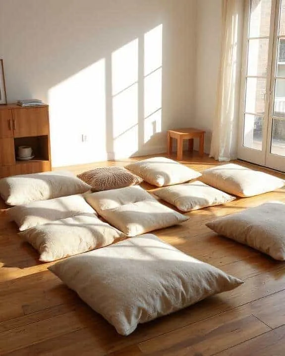 neutral calming floor cushions