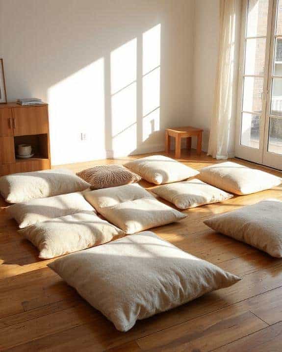 neutral calming floor cushions