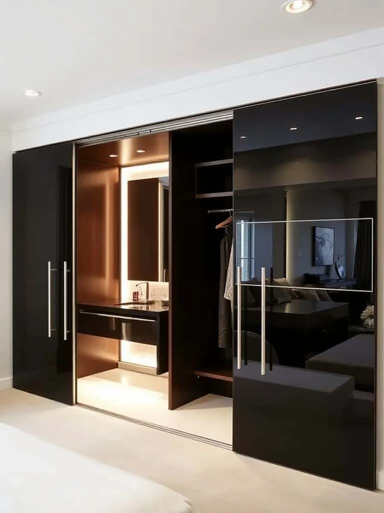 organized vanity wardrobe space