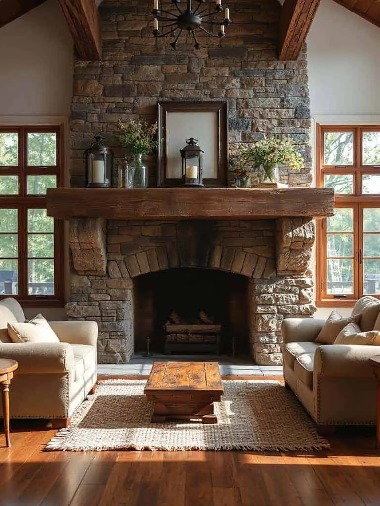 rustic charm above fireplace