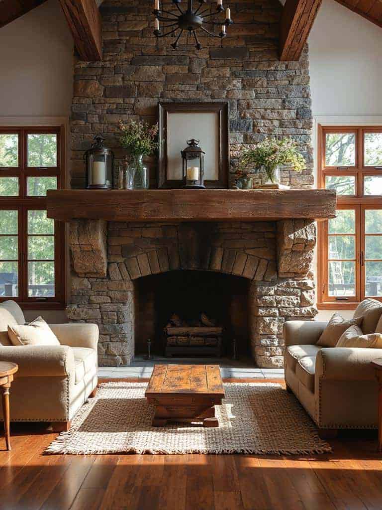 rustic charm above fireplace