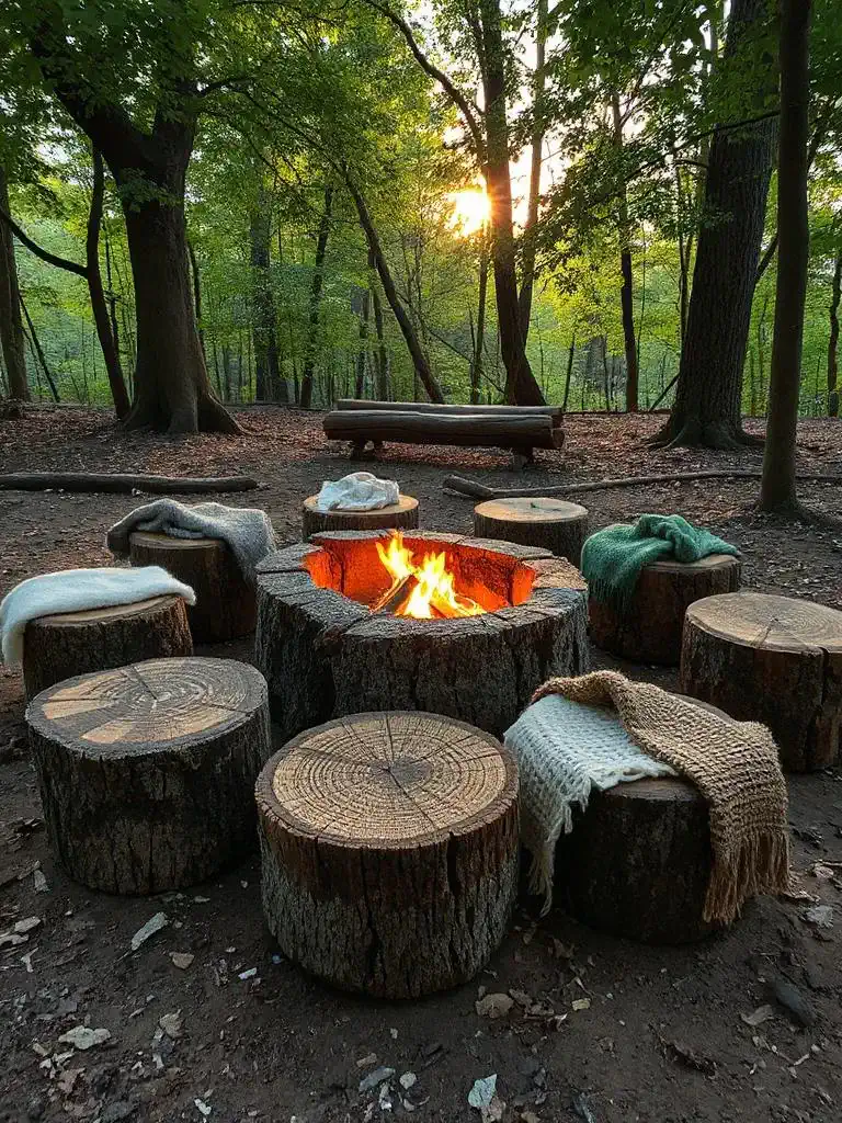 rustic tree stump seating