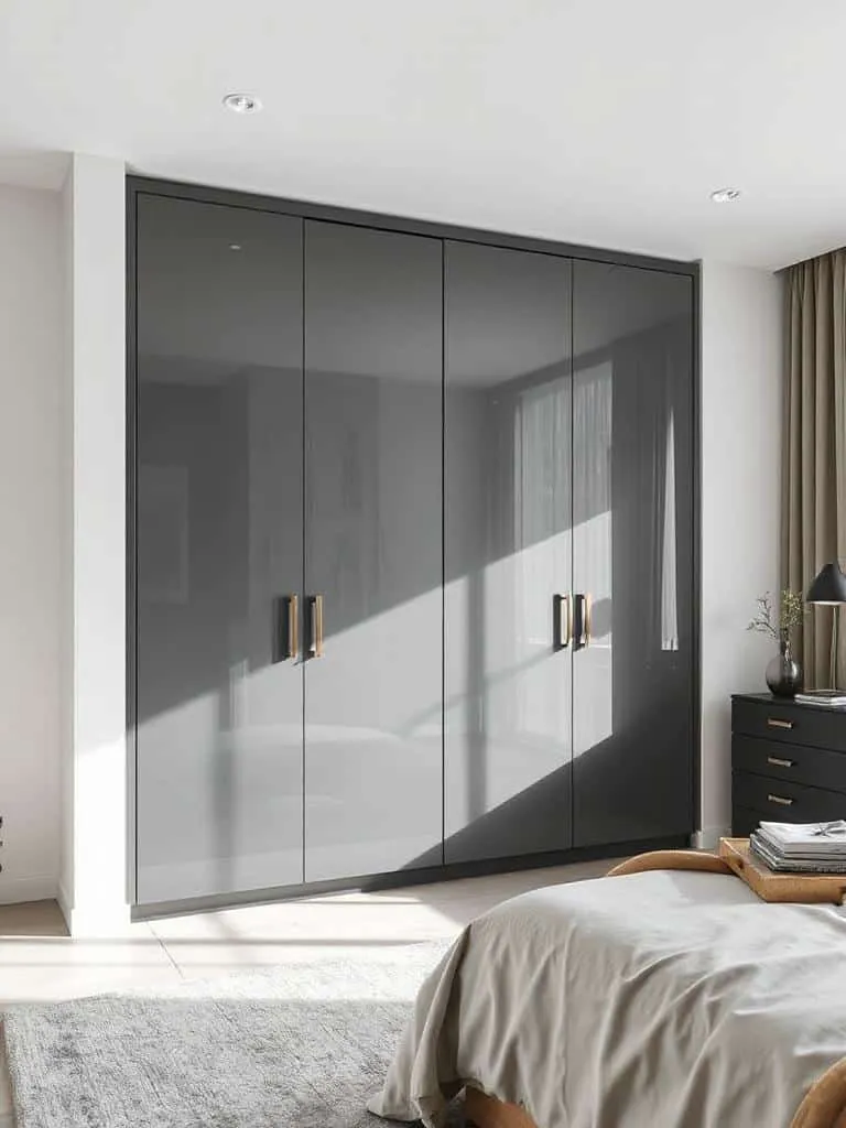 sleek grey wardrobes hidden handles