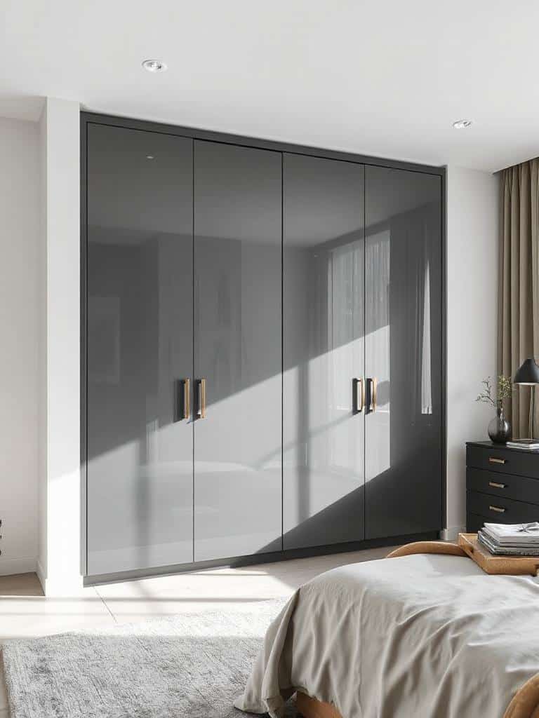 sleek grey wardrobes hidden handles