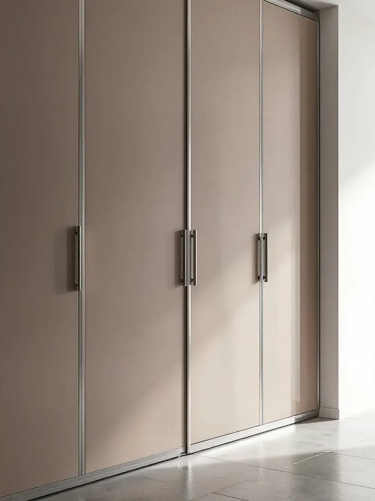 taupe panels with metallic trim