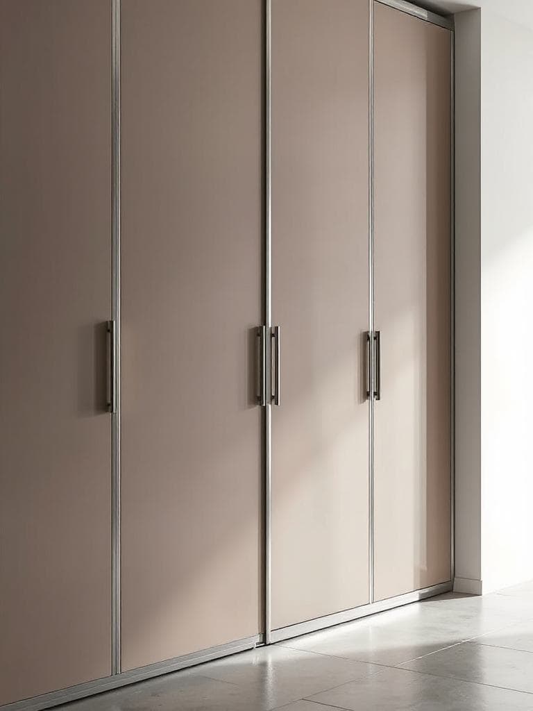 taupe panels with metallic trim