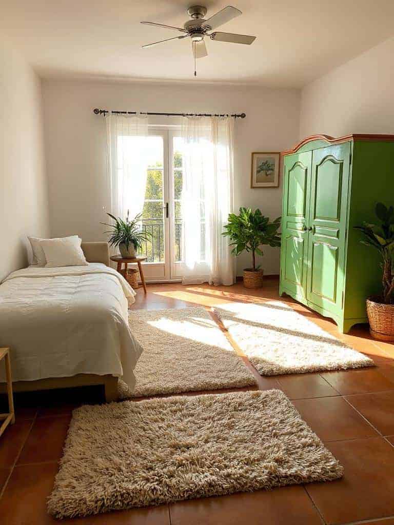terracotta tiles and rugs