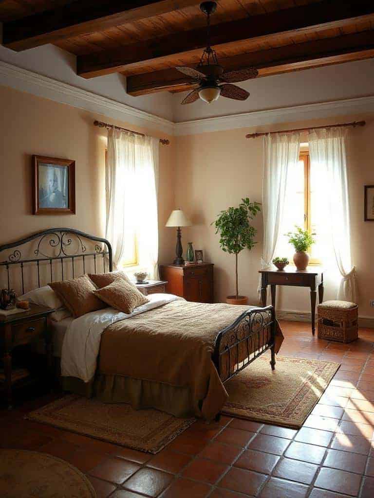 terracotta tiles with rugs