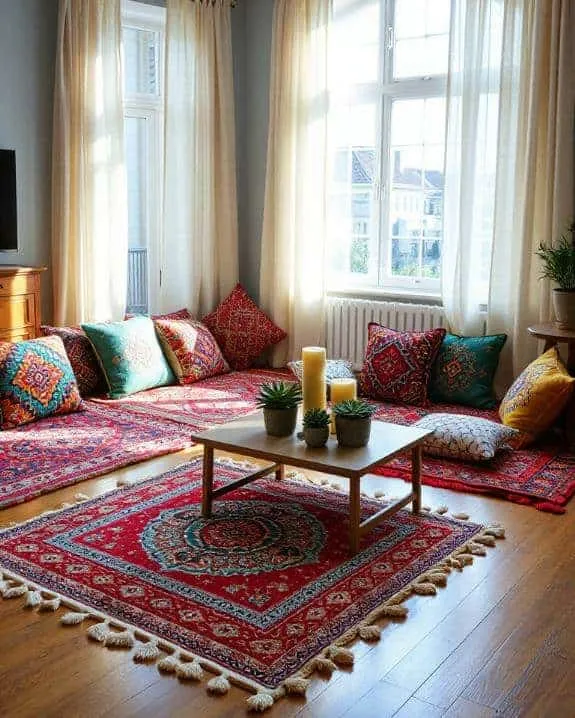 vibrant boho floor mats