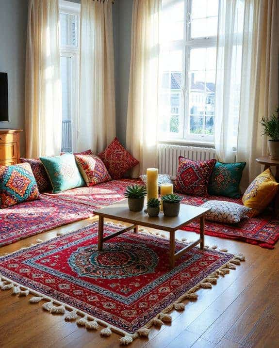 vibrant boho floor mats
