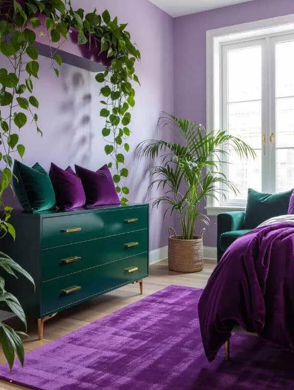 vibrant purple and green