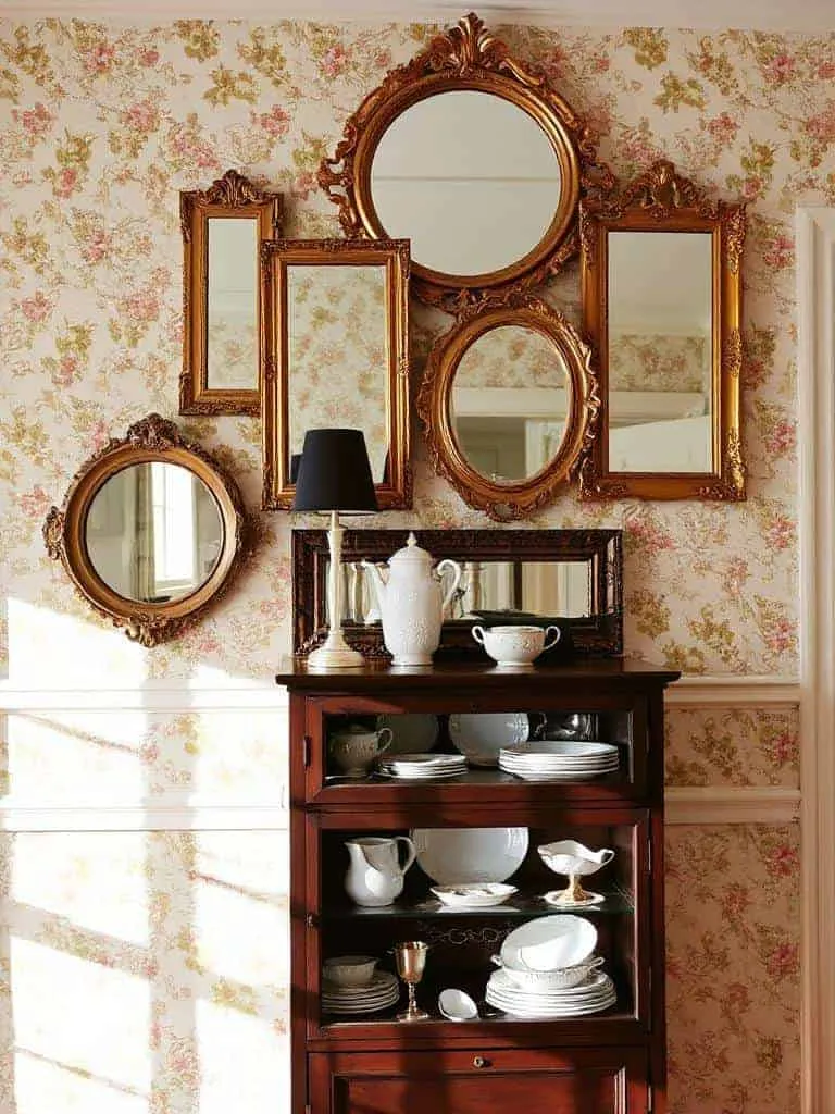 vintage mirrors enhance decor