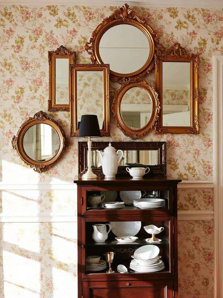 vintage mirrors enhance decor
